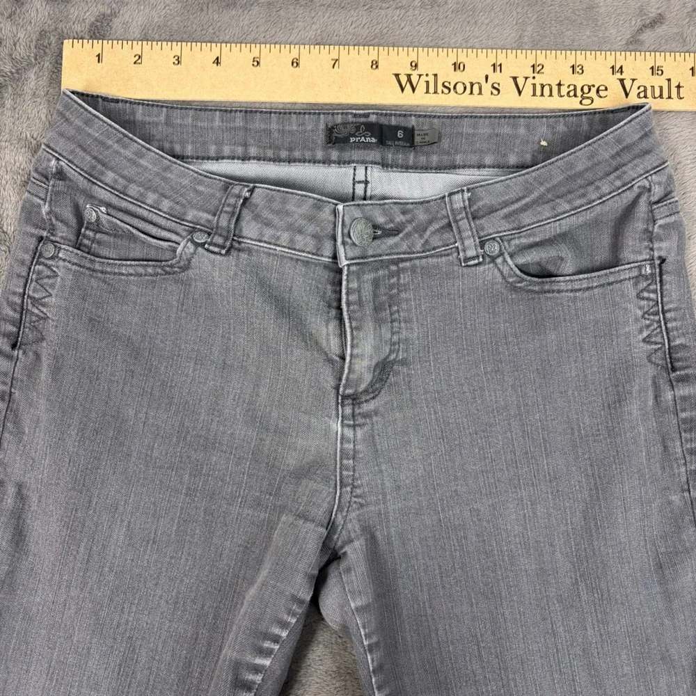 Prana Jeans Women 6 Grey Kara Straight Leg Tall Inseam Stretch Denim Outdoor - Picture 4 of 8